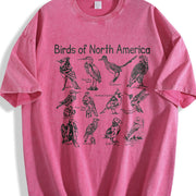 Birds of North America Vintage Washed T-Shirt in Red