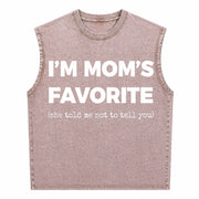 Moms Favorite Son Daughter I'm Mom's Favorite Golf Vintage Washed Tank Top in Brown