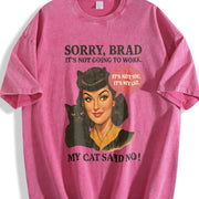 Sorry Brad It's My Cat Vintage Washed T-Shirt in Red