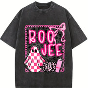 Coquette Halloween Pink Halloween Vintage Washed T-Shirt in Black