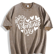 Valentine's Day Loose- Basic Stylish Vintage Washed T-Shirt in Brown