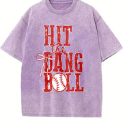 Hit the Dang Ball Vintage Washed T-Shirt in Purple