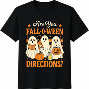 Ghost Teacher Are You Fall O Ween Directions Cotton T-Shirt in Black