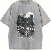 Wolf Spirit Classic 90s Vintage Washed T-Shirt in Gray