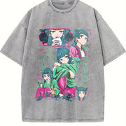Anime The Apothecary Diaries Maomao Kawaii Harajuku vintage washed oversized T-shirt in Gray