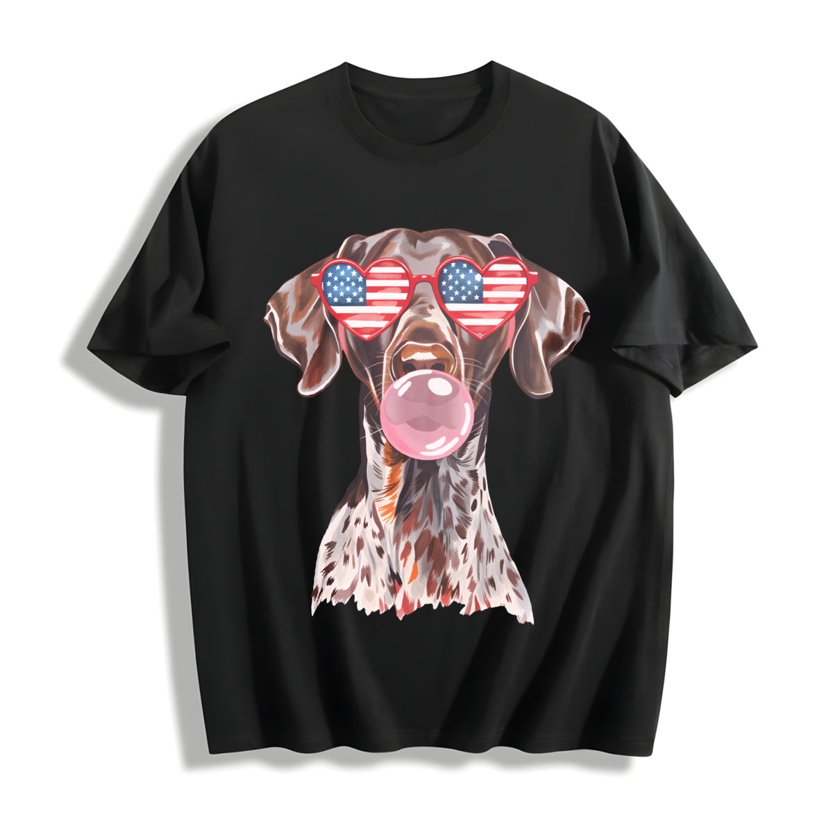 Patriotic Pointer 4th of July Cotton T-Shirt in Black