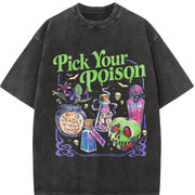 Pick Your Poison Halloween Potions vintage washed oversized T-shirt in Black