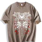 Avant-garde Neutral Retro Loose Black Short-sleeved Vintage Washed T-Shirt in Brown