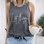 Reduce Letthen Letters Vest Women's Color Cotton Tank Top in Gray