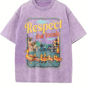 Momma Ducks and Babies Respect the Locals Vintage Washed T-Shirt in Purple
