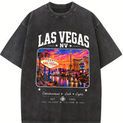 Las Vegas Nevada NV Travel Souvenir City Urban Desert Vintage Washed T-Shirt in Black