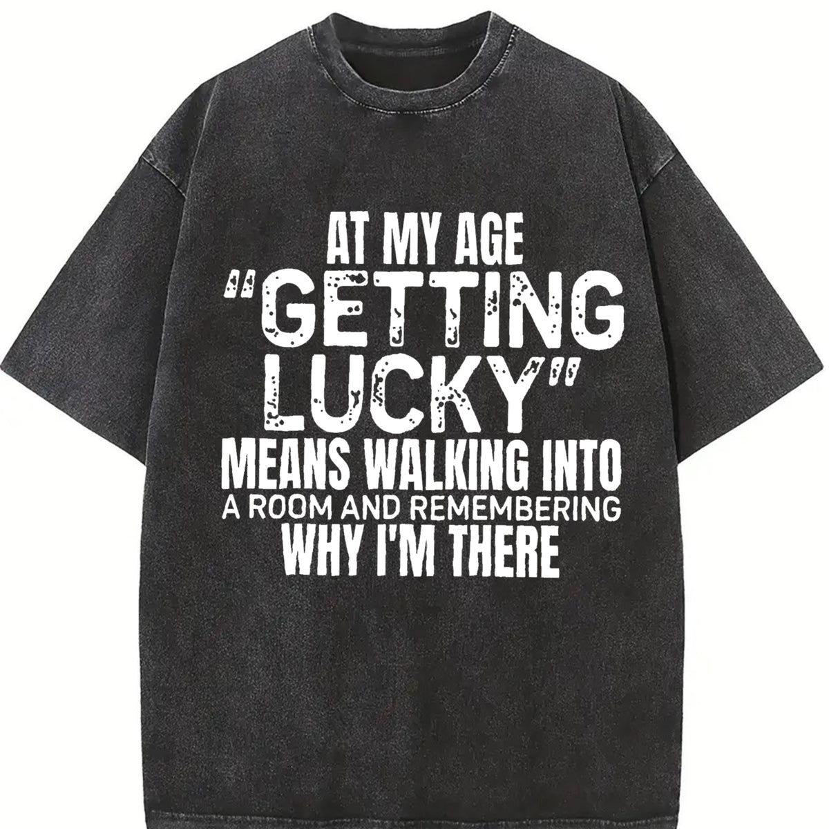 Sports Short-Sleeved and Stylish Letter vintage washed oversized T-shirt in Black