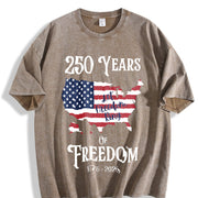 250 Years of Freedom 1776-2026 Vintage Washed T-Shirt in Brown