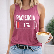 Paciencia One Percent Battery Women's Color Cotton Tank Top in Red
