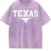 Texas Longhorn Cattle Vintage Washed T-Shirt in Purple