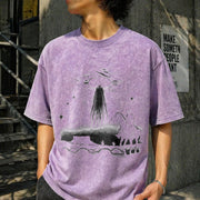 Cowboy UFO Western Lover Vintage Washed T-Shirt in Purple