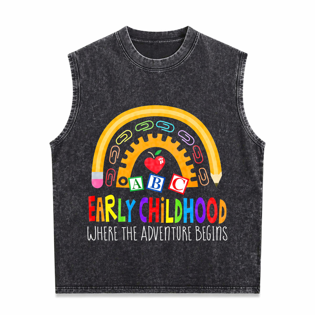 For Early Childhood Teachers Vintage Washed Tank Top in Black