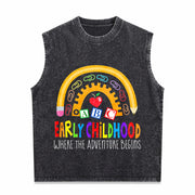 For Early Childhood Teachers Vintage Washed Tank Top in Black