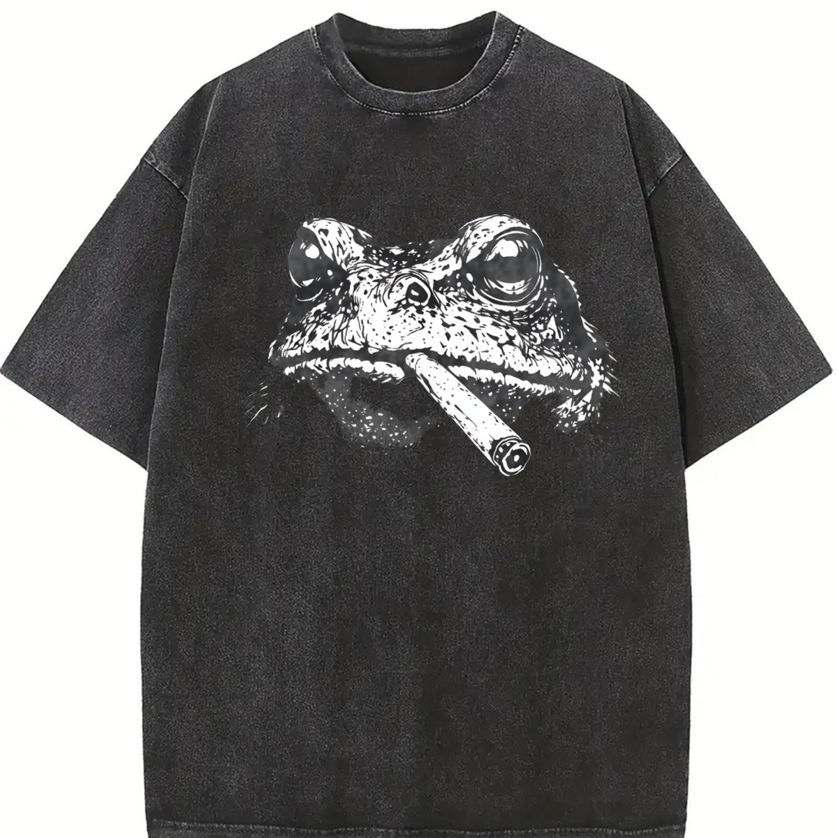 Smoking Frog Meme Viral Internet Meme ® Frogs Vintage Washed T-Shirt in Black