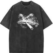 Smoking Frog Meme Viral Internet Meme ® Frogs Vintage Washed T-Shirt in Black