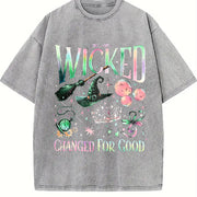 Wicked Wizard Movie Fan Vintage Washed T-Shirt in Gray