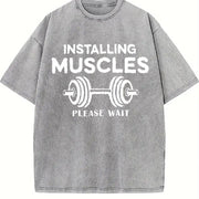 Installing Muscles Vintage Washed T-Shirt in Gray