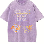 Chicago 23 Basketball Vintage Washed T-Shirt in Purple