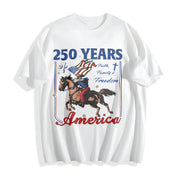 250 Years America Anniversary Cotton T-Shirt in White