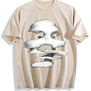 Cloud Face Vintage Washed T-Shirt in Beige