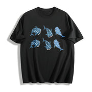 Whale Shark Embroidered Cotton T-Shirt in Black