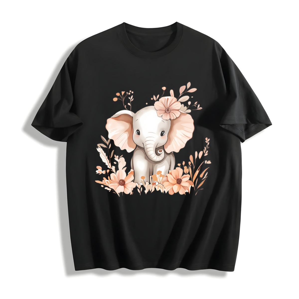 A Round-neck Stylish Cotton T-Shirt in Black