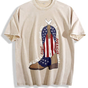 Courtesy of the Red Toby American Ride White and Blue vintage washed oversized T-shirt in Beige