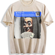 There Is Motion at Your Front Door Vintage Washed T-Shirt in Beige