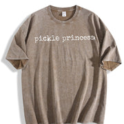 Pickle Princess Pickle Lover Vintage Washed T-Shirt in Brown
