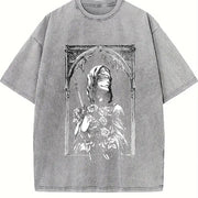 For Formal Urban Distressed Enthusiasts Vintage Washed T-Shirt in Gray