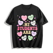 My Students Are My Valentines Cotton T-Shirt in Black