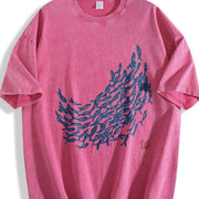 Blue School of Fish vintage washed oversized T-shirt in Red