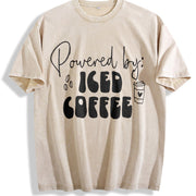 Powered by Iced Coffee Vintage Washed T-Shirt in Beige