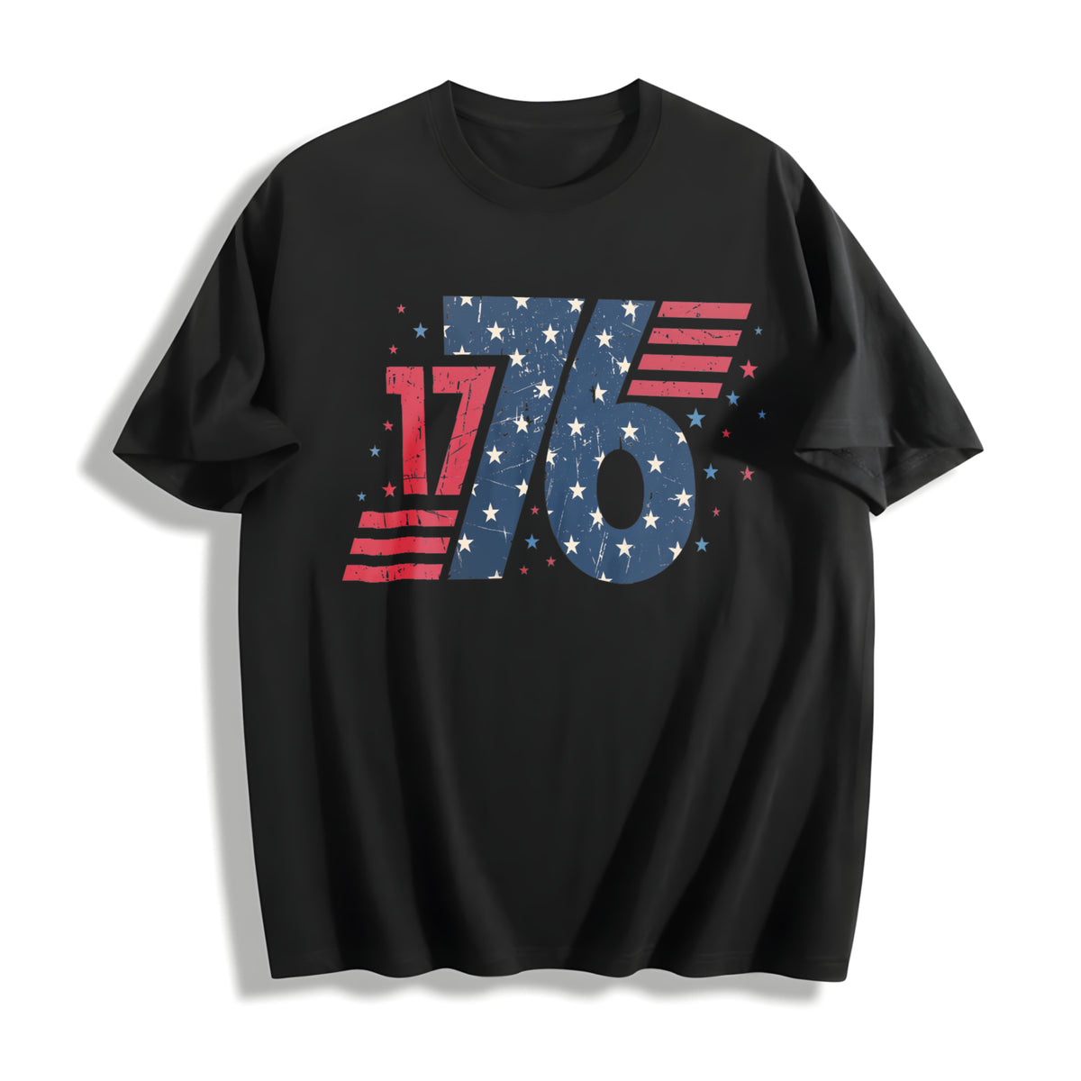 1776 Retro America Cotton T-Shirt in Black