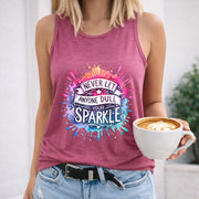 Never Let Anyone Dull Your Sparkle Women's Color Cotton Tank Top in Red