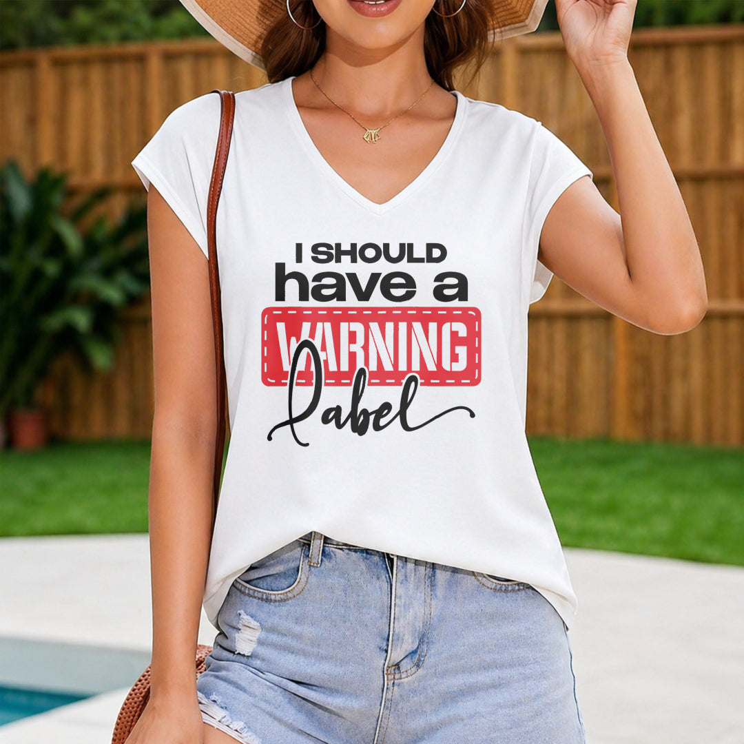 I Should Have a Warning Label Tank for Fun and Playful Women's Color Cotton Tank Top in White