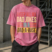 I Keep All My Dad Jokes in a Dad-a-base Vintage Washed T-Shirt in Red