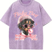 Pink with a Playful Vintage Washed T-Shirt in Purple