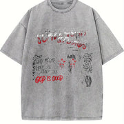 God Is Good Jesus Black Grunge Religious Vintage Washed T-Shirt in Gray