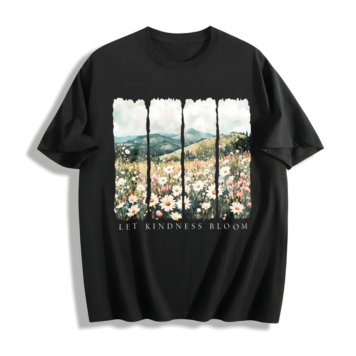 Let Kindness Bloom Cotton T-Shirt in Black