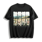 Let Kindness Bloom Cotton T-Shirt in Black