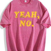 Yeah No Hilarious Expression Novelty Cute Ladies Introvert Vintage Washed T-Shirt in Red