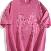 Angel Wings Y2K vintage washed oversized T-shirt in Red