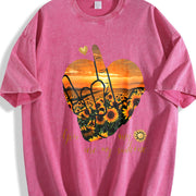 You Are My Sunshine Sunflower Heart Vintage Washed T-Shirt in Red