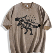 Auntie Saurus Dinosaur Vintage Washed T-Shirt in Brown